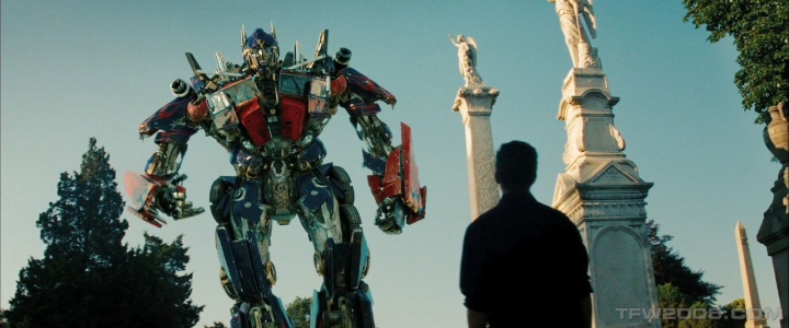Optimus Prime and Sam Witwicky played by Shia Labeouf